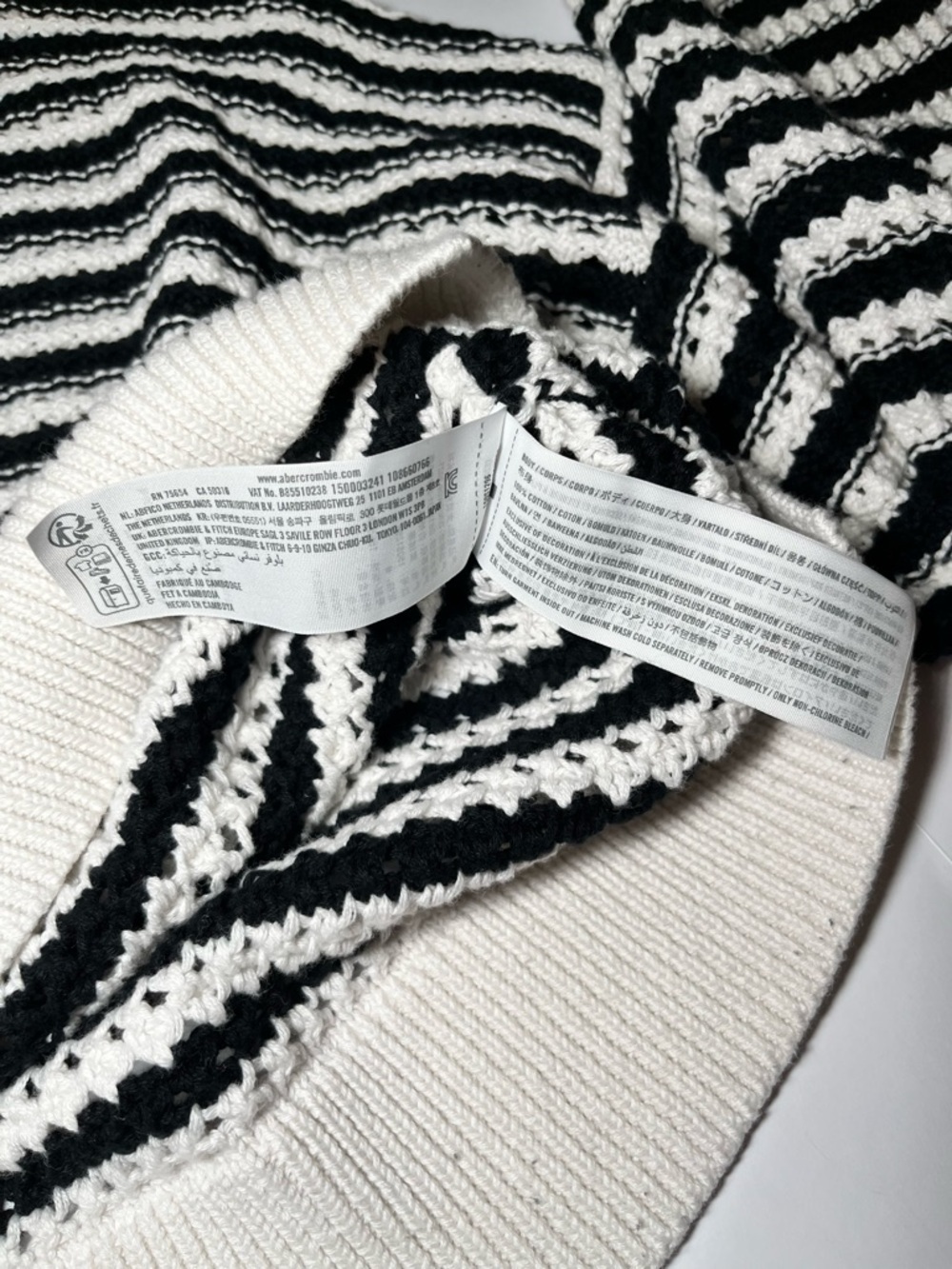 Abercrombie & Fitch Striped Crochet Sweater M | Coastal Grandma Nautical Chic - Picture 7 of 9